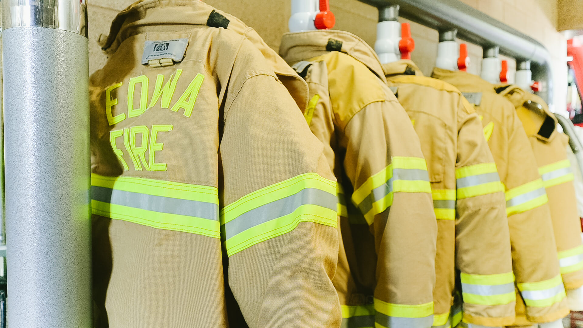 Fire fighter at computer